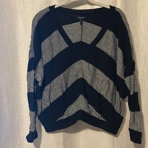 Splendid gray and black knit striped v neck sweater